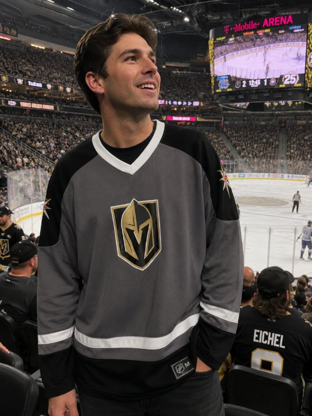 NHL Black and Gray Las Vegas Golden Knights Jersey Size L